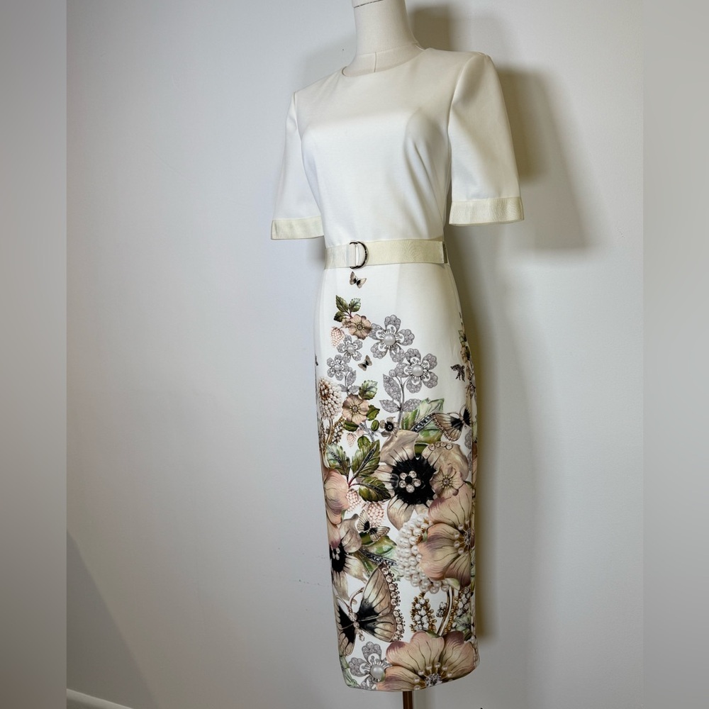 Ted Baker Layli Gem Gardens Ivory Short Sleeve Midi Dress Ted Baker 1/US Small - Picture 8 of 16